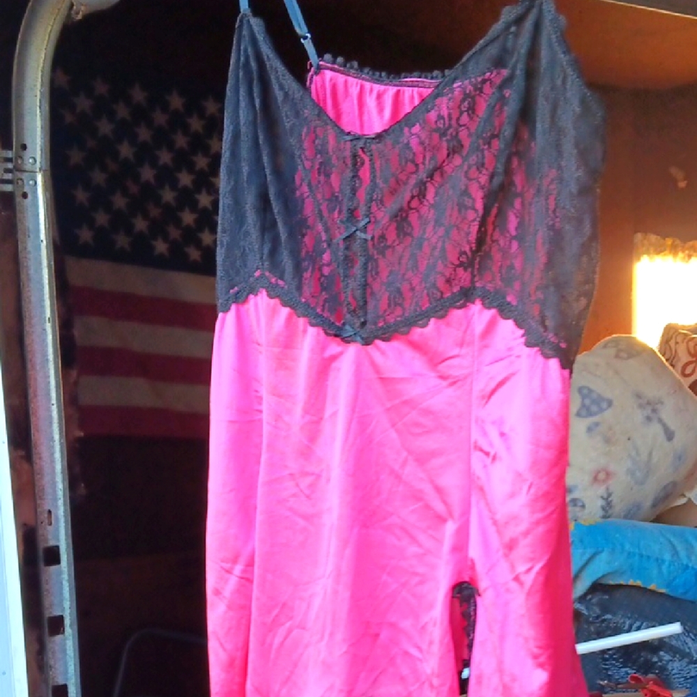 Undercover Pink and Black Lace Chemise